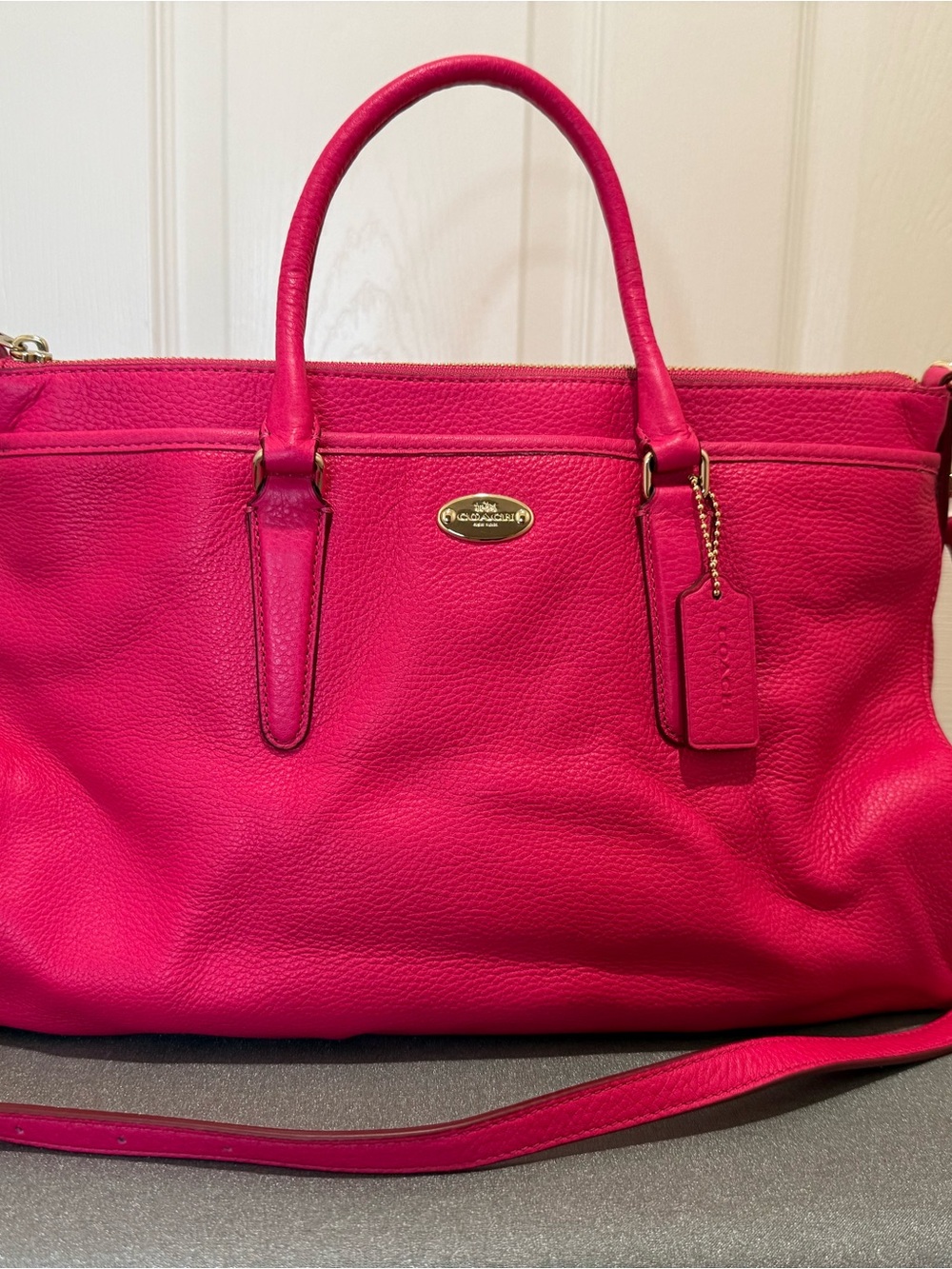Coach Hot Pink Pebbled Leather Tote